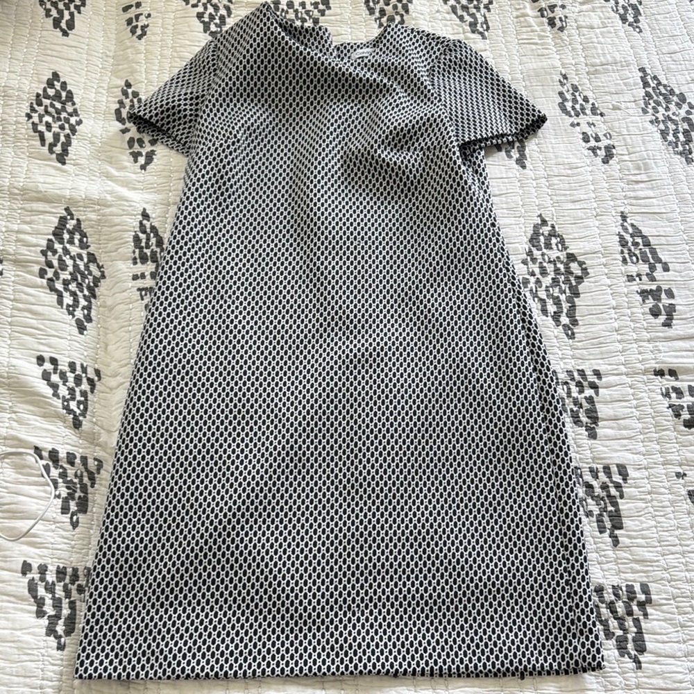 Calvin Klein Black and White Geometric Midi Dress